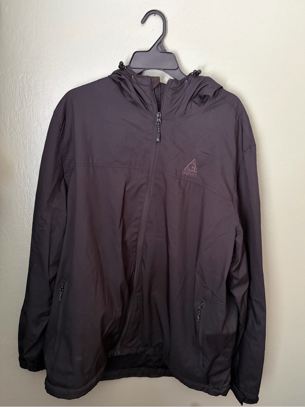 Gerry Black Windbreaker Zip Up Hooded Jacket Men's XXL Outdoor Fall Winter
